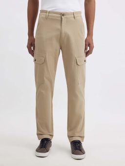 Pepe Jeans - Men Beige Mid Rise Overdyed Stretch Cargo