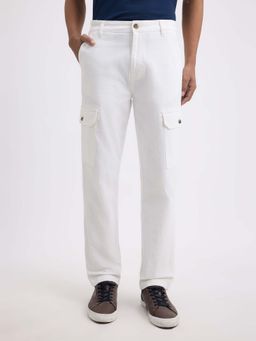 Pepe Jeans - Men White Mid Rise Overdyed Stretch Cargo