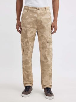Pepe Jeans - Men Khaki All Over Print Mid Rise Stretch Cargo