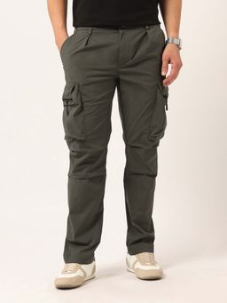 U.S. Polo Assn. Denim Co. - Men Green Solid Straight Fit Cargo