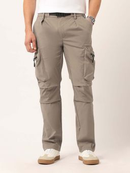U.S. Polo Assn. Denim Co. - Men Brown Solid Straight Fit Cargo
