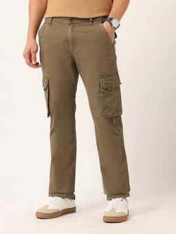 U.S. Polo Assn. Denim Co. - Men Brown Mid Rise Twill Straight Fit Cargo