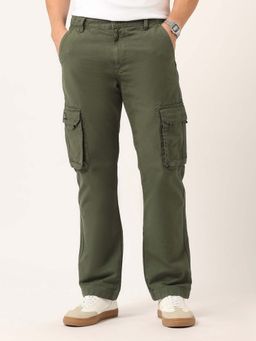 U.S. Polo Assn. Denim Co. - Men Green Mid Rise Twill Straight Fit Cargo