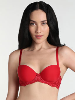 Wacoal - Balcony And Beyond Padded Wired Half Cup Smooth Finish Bra -Red