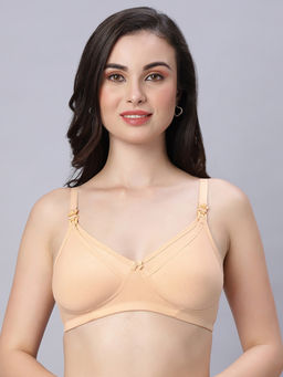 Mamma's Maternity - Solid Bamboo Fabric Ultra Soft Full-Coverage Maternity/Nursing Bra Cream