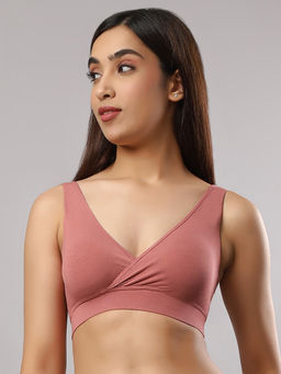 Mamma's Maternity - Rose Pink Solid Antimicrobial Bamboo Fabric Padded Maternity/Nursing Bra