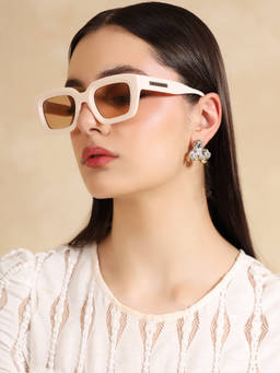 Kazo - Beige Frame & Brown Lens Women Sunglasses (DT0781PINK)