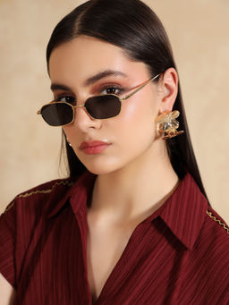Kazo - Gold Frame & Black Lens Women Sunglasses (DT0782BLACK)