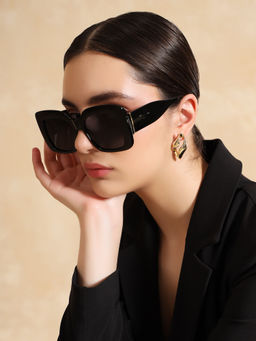 Kazo - Black Frame & Black Lens Women Sunglasses (DT0795BLACK)