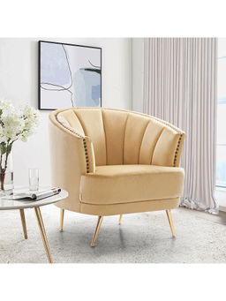 HomeTown - Bonita Velvet Accent Chair in Mustard
