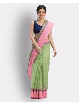 Angoshobha - Pale green Tant Pure Cotton Saree