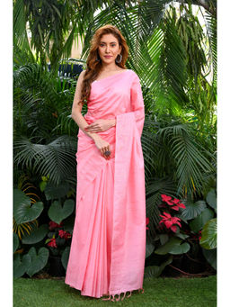 Beatitude - Pink Kota Handwoven Banswara Silk Saree with Unstitched Blouse