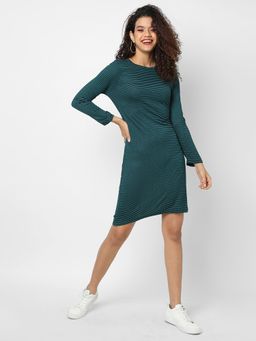 PINACOLADA - Women Green Stripes Bodycon Dresses