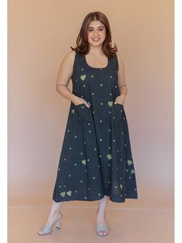 The Indian Ethnic Co. - Sara Green Dabu Cotton A Line Midi Dress