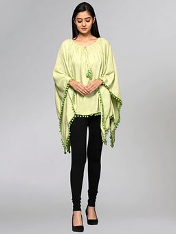 First Resort by Ramola Bachchan - Womens Green Viscose Solid Poncho