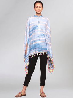 First Resort by Ramola Bachchan - Womens Blue Cotton Tie and Dye Kaftan