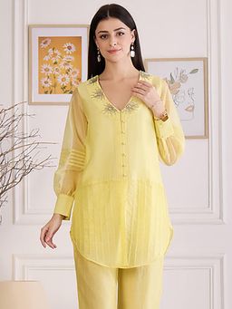 First Resort by Ramola Bachchan - Womens Yellow Cotton Solid Top