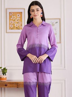 First Resort by Ramola Bachchan - Womens Purple Cotton Solid Top