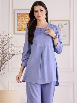 First Resort by Ramola Bachchan - Womens Lavender Cotton Solid Top