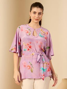 First Resort by Ramola Bachchan - Womens Lavender Viscose Floral Top