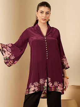First Resort by Ramola Bachchan - Womens Magenta Viscose Floral Top