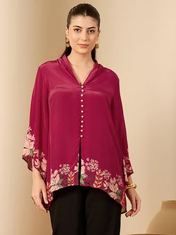 First Resort by Ramola Bachchan - Womens Pink Viscose Floral Top