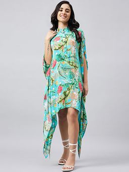 First Resort by Ramola Bachchan - Womens Blue Viscose Floral Tunic