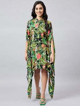 First Resort by Ramola Bachchan - Womens Green Viscose Floral Tunic