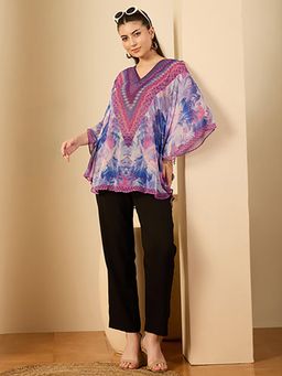 First Resort by Ramola Bachchan - Womens Blue Viscose Floral Tunic