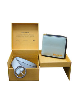 BELWABA - Women Leatherite Wallet & Belt Combo Gift Set - Grey