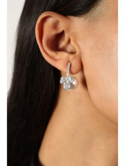 MINJI AND CO. - Women Elegant Silver Plating Floral Pearl Earring Party Wear Earrings