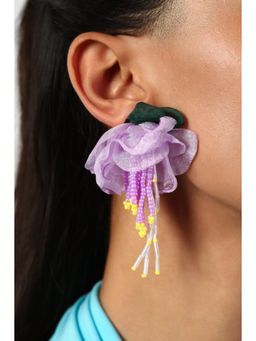 MINJI AND CO. - Women Elegant Gold Plating Floral Violet Sober Earring Party Wear Earrings