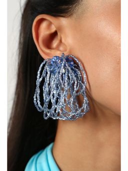 MINJI AND CO. - Women Silver Plating Blue Shiny Glowing Silver Plated Earring