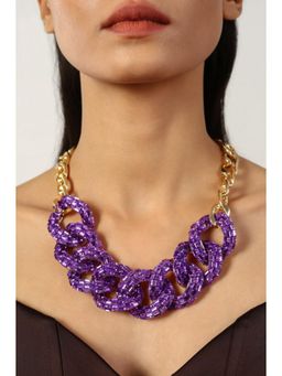 MINJI AND CO. - Women Premium Violet Gold Plated Necklace Fashion Necklace