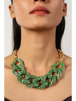 MINJI AND CO. - Women Trendy Green Gold Plated Necklace Contemporary Necklace