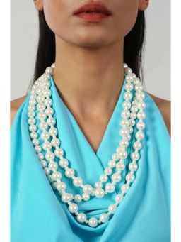 MINJI AND CO. - Women Designer Shell Pearl Layered Necklace Lightweight Necklace