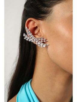 MINJI AND CO. - Women Elegant Silver Plating Silver American Diamond Dangling Ear Cuff Party