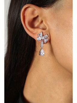 MINJI AND CO. - Women Trendy Silver Plating Bow Drop Cz Stone Earring Earrings