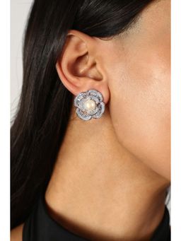 MINJI AND CO. - Women Elegant Silver Plating Flower Petals Descent Earring Party Wear Earrings