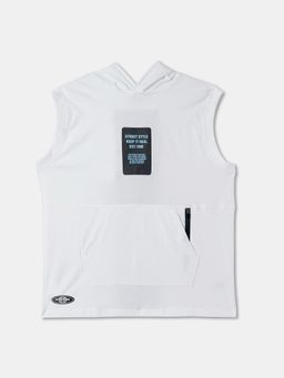 R&B - Cotton Regular Fit Sleeveless Hooded Graphic Boys T-shirt