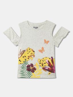 R&B - Cotton Regular Fit Half Sleeve Round Neck Girls Top