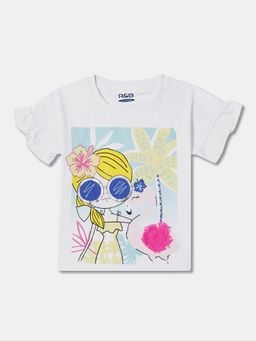 R&B - Cotton Regular Fit Half Sleeve Round Neck Girls Top