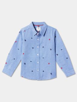 R&B - Cotton Regular Fit Full Sleeve Collar Neck Boys Shirt