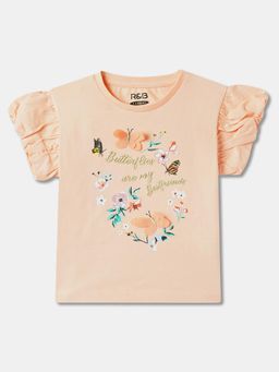 R&B - Cotton Regular Fit Half Sleeve Round Neck Girls Top