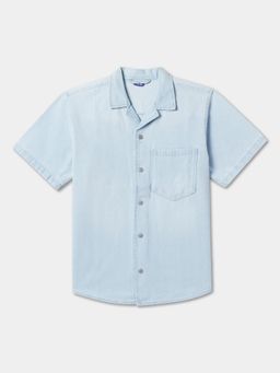 R&B - Denim Regular Fit Half Sleeve Camp Collar Boys Shirt
