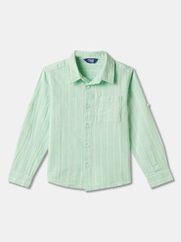 R&B - Cotton Relaxed Fit Full Sleeve Collar Neck Boys Shirt