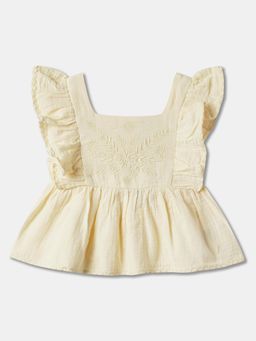 R&B - Cotton Embroidered Cap Sleeves Square Neck Girls Top