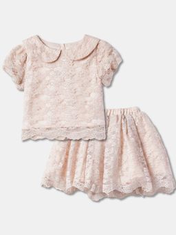 R&B - Self Design Half Sleeve Lace Co-Ord Set