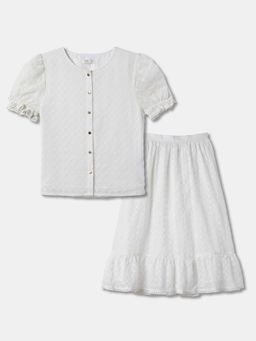 R&B - Embroidered Half Sleeve Chiffon Co-Ord Set