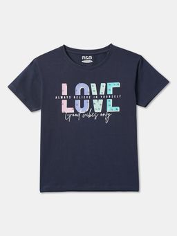 R&B - Cotton Regular Fit Half Sleeve Round Neck Girls T-shirt